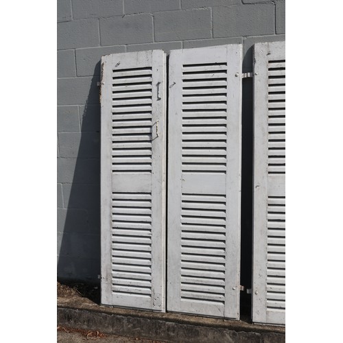 168 - Set of antique French white painted shutters, each approx 177cm H x 49cm W