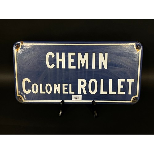 11 - Vintage French enamel street signs, CHEMIN COLONEL ROLLET, approx 50cm W x 25cm H