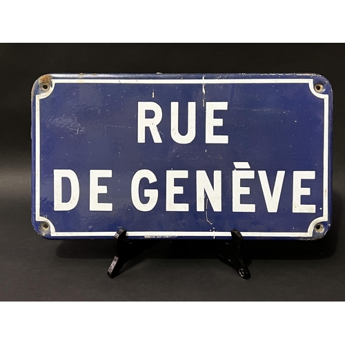 20 - Old French enamel street sign RUE DE GENEVE approx 25cm  X 45cm