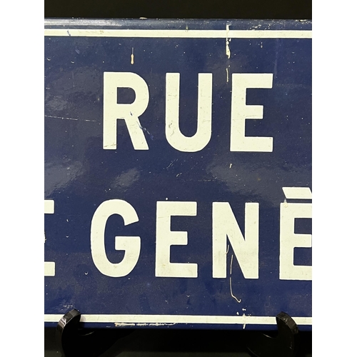 20 - Old French enamel street sign RUE DE GENEVE approx 25cm  X 45cm