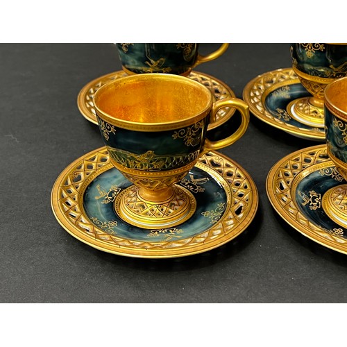 21 - Czechoslovakian Kunst Abteilung coffee service, approx 25cm H and shorter