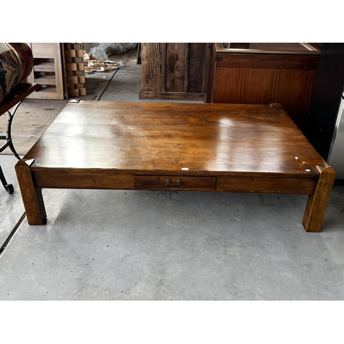 66 - Large rectangular shape coffee table with single drawer, approx 46cm H x 190cm W x 130cm D