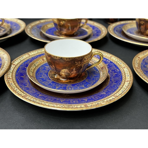 46 - Antique Czechoslovakian china coffee service with scenes