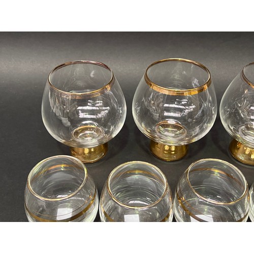 76 - Assortment of glass to include gold rimmed and a caviar bowl, approx 12cm H and shorter