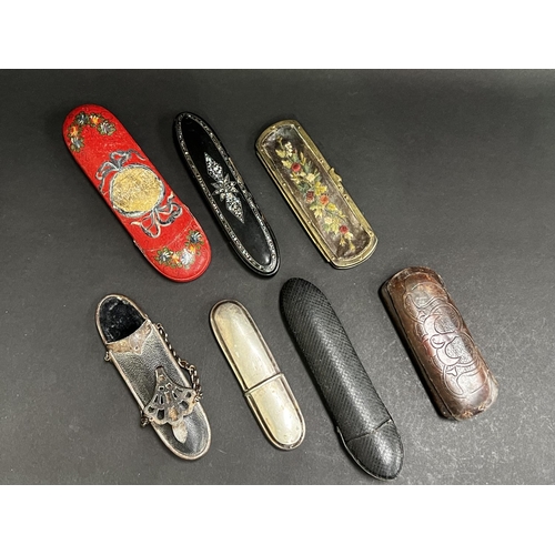 209 - Collection of 19th century spectacle cases, approx 19cm L & smaller (7)