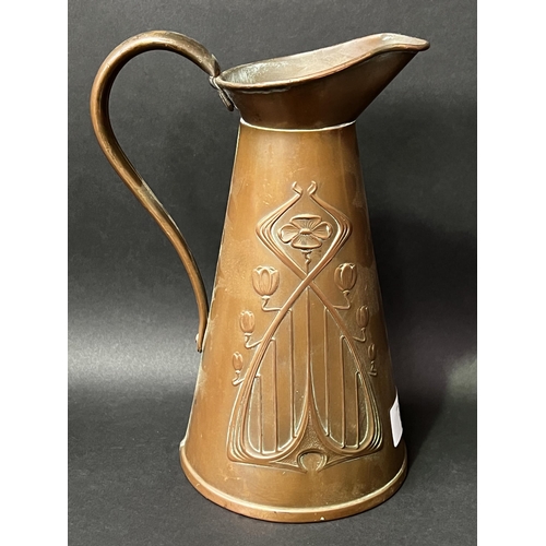 12 - JS & S Art Nouveau copper jug, approx 22cm H