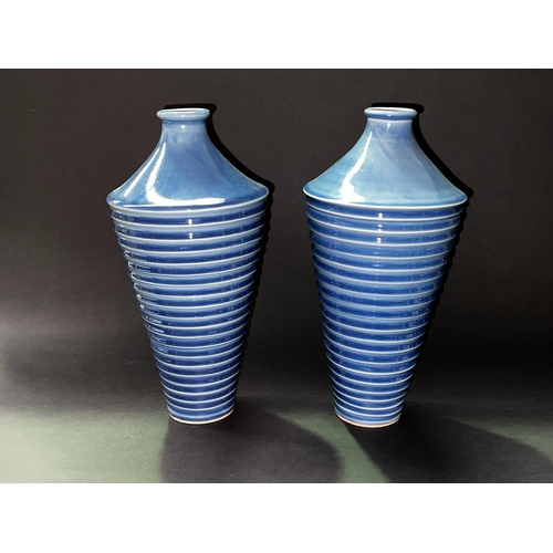 26 - Pair of blue Thai vases, approx 35cm H