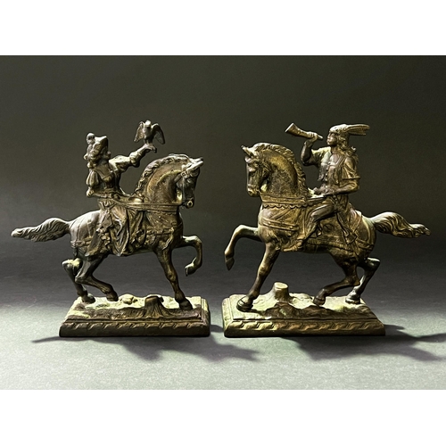 35 - Pair of horses and riders, approx 18cm H
