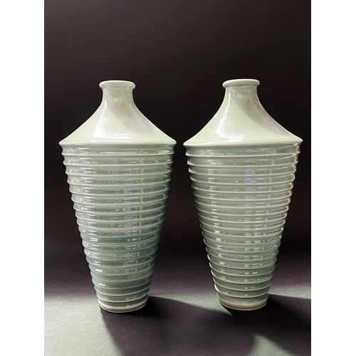 47 - Pair of  Thai celadon vase, approx 36cm H (2)