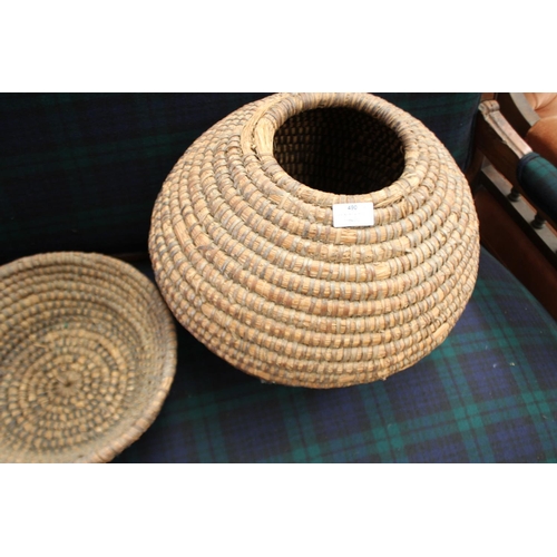 222 - Four French traditional coil baskets, approx 35cm H and smaller (4)