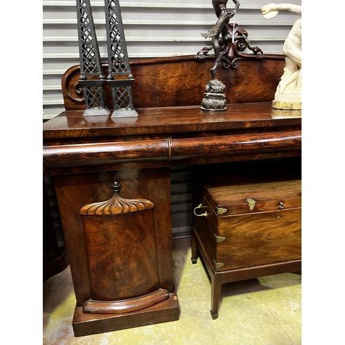 228 - Good quality antique mahogany twin pedestal sideboard, approx 134cm H x 184cm W x 63cm D