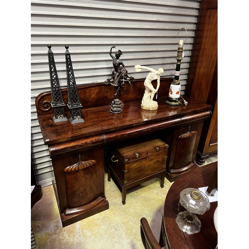 228 - Good quality antique mahogany twin pedestal sideboard, approx 134cm H x 184cm W x 63cm D