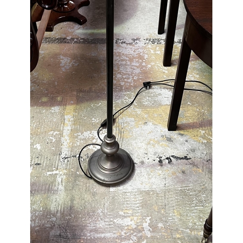 236 - Modern heavy brass two arm standard lamp, adjustable height and arms, approx 152cm H