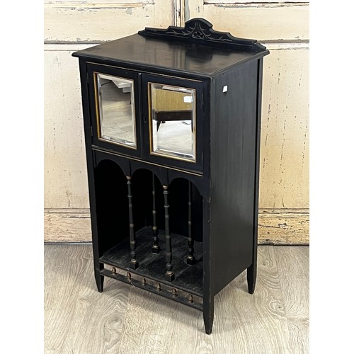 237 - Antique Ebonized music cabinet, approx 92cm H x 54cm W x 35.5cm D