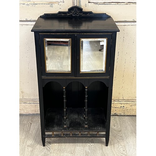 237 - Antique Ebonized music cabinet, approx 92cm H x 54cm W x 35.5cm D