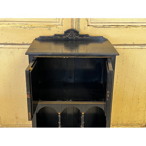 237 - Antique Ebonized music cabinet, approx 92cm H x 54cm W x 35.5cm D