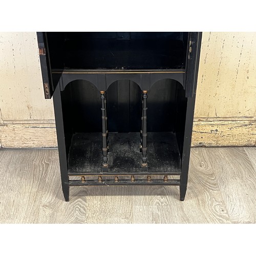 237 - Antique Ebonized music cabinet, approx 92cm H x 54cm W x 35.5cm D