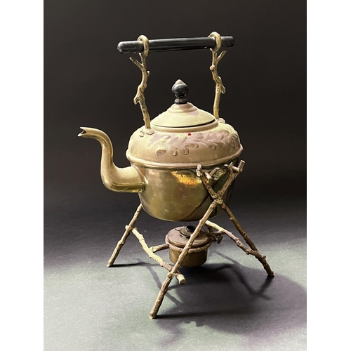 57 - Antique copper spirit kettle, approx 35cm H