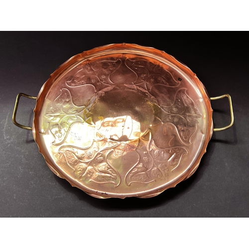 103 - Art Nouveau copper twin handle tray, approx 43cm W