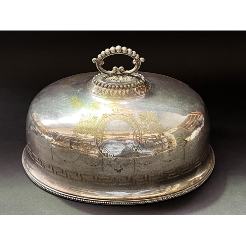 106 - Silver plate food dome, approx 33cm W