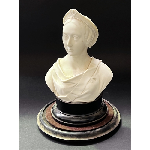 114 - Antique WH Kerr parian porcelain bust of Queen Victoria, with some damages, bust approx 26.5cm H