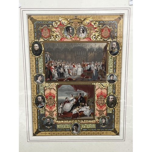 133 - Framed print of Victoria and Albert, wedding and life, frame approx 56cm x 69cm