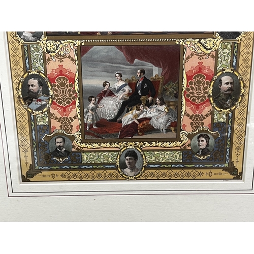 133 - Framed print of Victoria and Albert, wedding and life, frame approx 56cm x 69cm