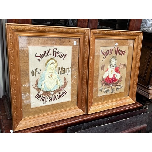 138 - Pair of Prints in pressed frame, Sweet heart of Mary be my Salvation and Sweet Heart of Jesus be tho... 