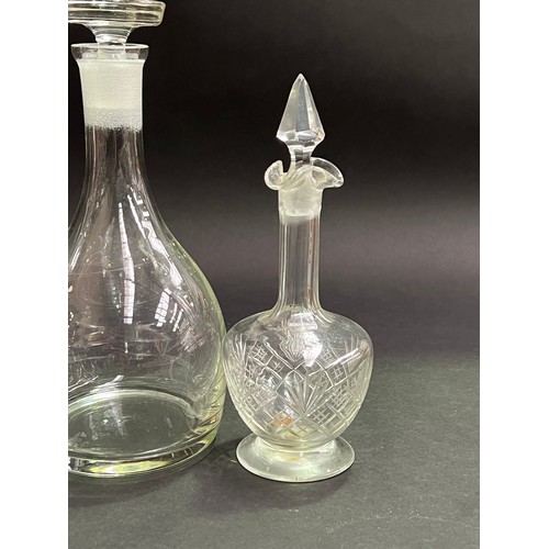 243 - Four decanters, approx 26cm H and shorter