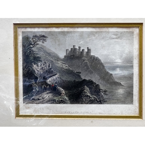 157 - Three framed antique hand coloured engravings, Scottish views, castles (3)