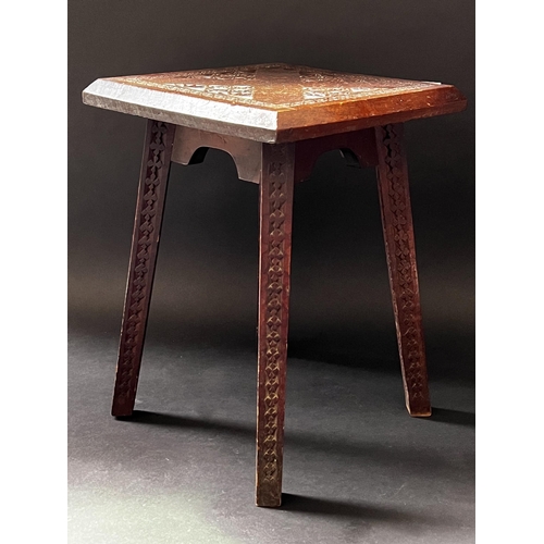 174 - Tramp art stool, approx 36cm H x 26cm Sq