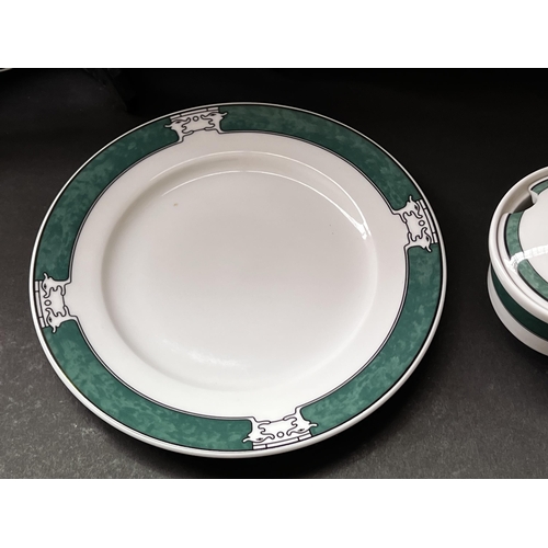 182 - Large round platter, plates sugar and creamer, approx, approx 35cm Dia and smaller