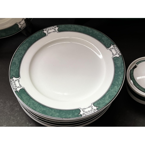 182 - Large round platter, plates sugar and creamer, approx, approx 35cm Dia and smaller