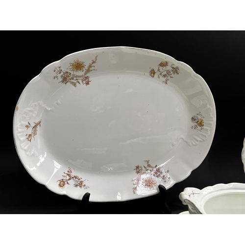 255 - Bishop and Stonier plates , platters and tureens, approx 44cm W and smaller