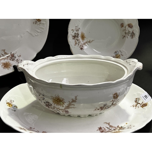 255 - Bishop and Stonier plates , platters and tureens, approx 44cm W and smaller