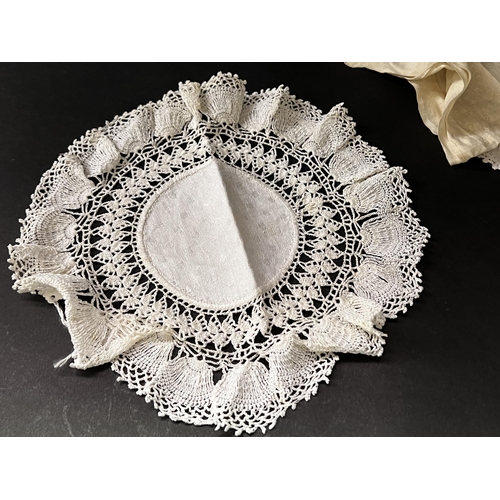 195 - Antique and vintage lace doilies and garment pieces  (No measurements for this lot)