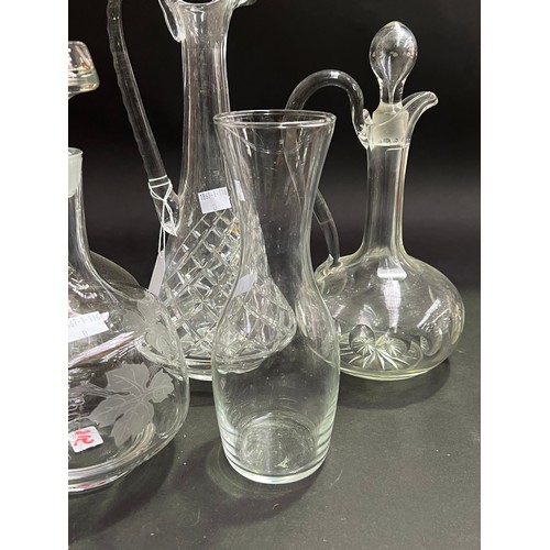 261 - Assortment of decanters and carafes etc, approx 31cm H shorter