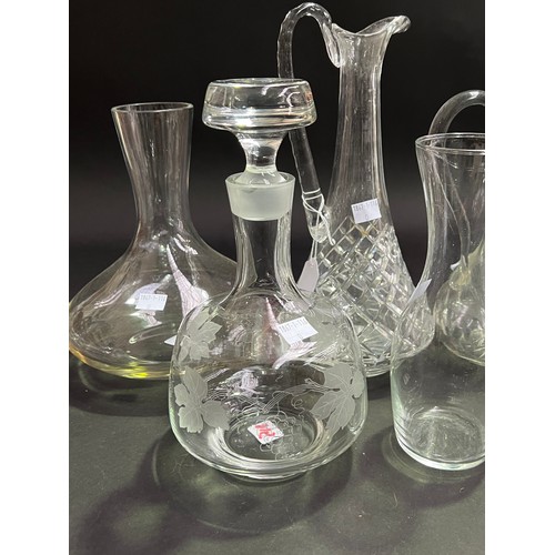 261 - Assortment of decanters and carafes etc, approx 31cm H shorter