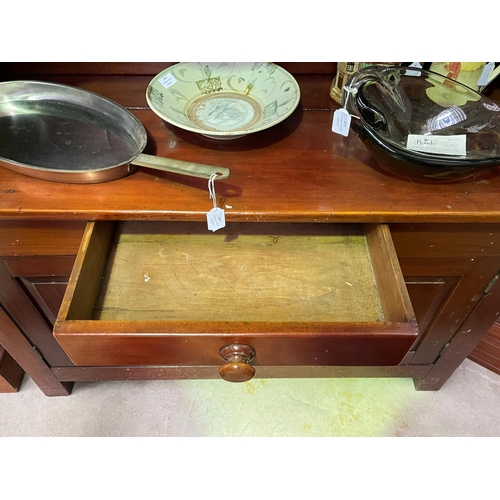 286 - Antique pine two height kitchen dresser, approx 217cm H x 121cm W x 46cm D