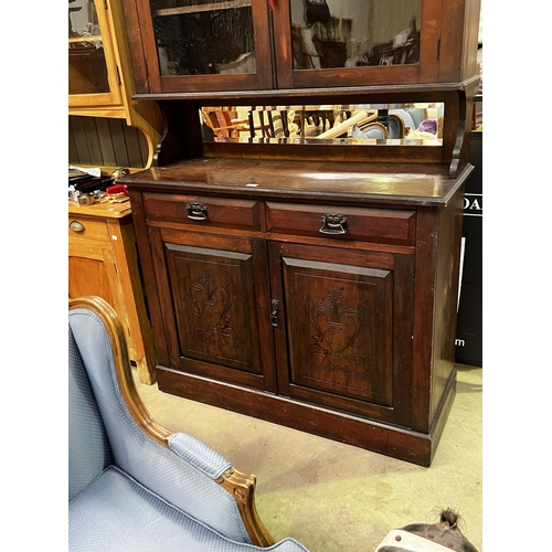 291 - Two height antique kitchen dresser, approx 227cm H x 122cm H x 47cm D