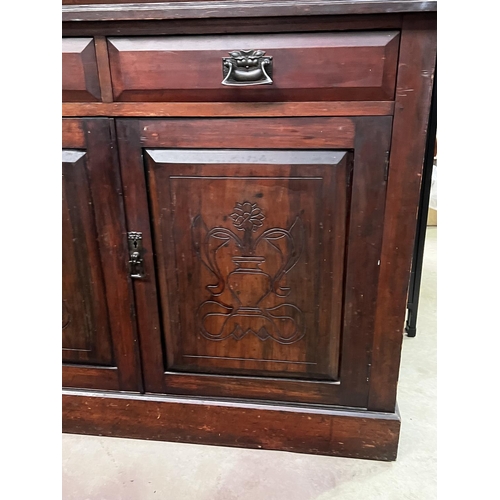 291 - Two height antique kitchen dresser, approx 227cm H x 122cm H x 47cm D