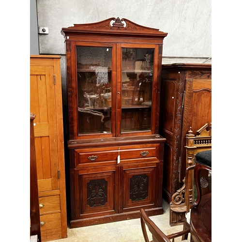 298 - Antique mahogany two height secretaire bookcase, approx 247cm H x 121cm W x 42cm D