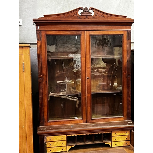 298 - Antique mahogany two height secretaire bookcase, approx 247cm H x 121cm W x 42cm D