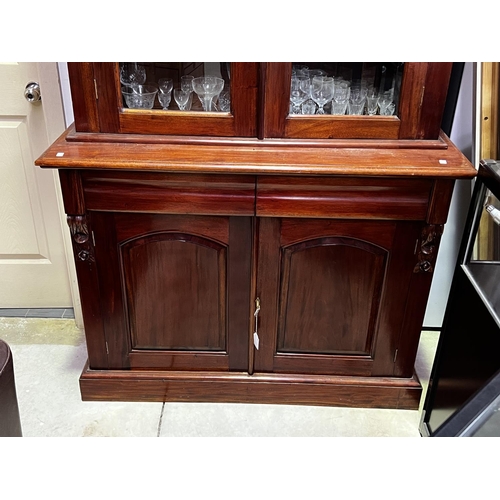 301 - Mahogany Victorian style two height bookcase, approx 210cm H x 118cm W x 48cm D