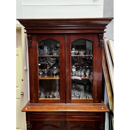 301 - Mahogany Victorian style two height bookcase, approx 210cm H x 118cm W x 48cm D