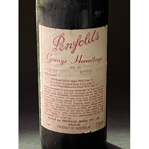 40 - Bottle Penfolds Grange Hermitage, Bin 95 Vintage 1972 Bottled 1973 low shoulder