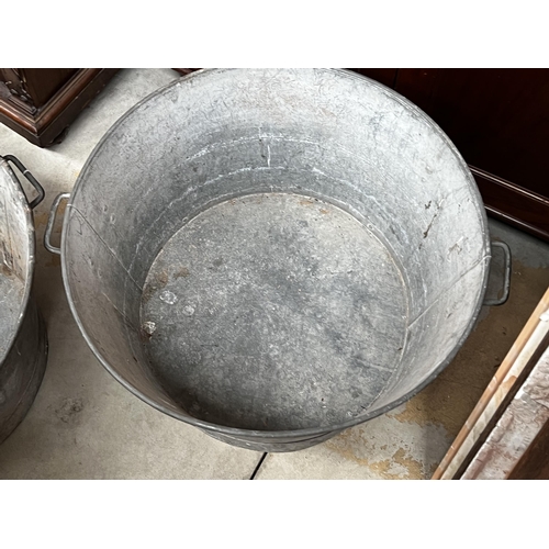 219 - Antique French Gal metal wash tub, approx 40cm H x 72cm Dia