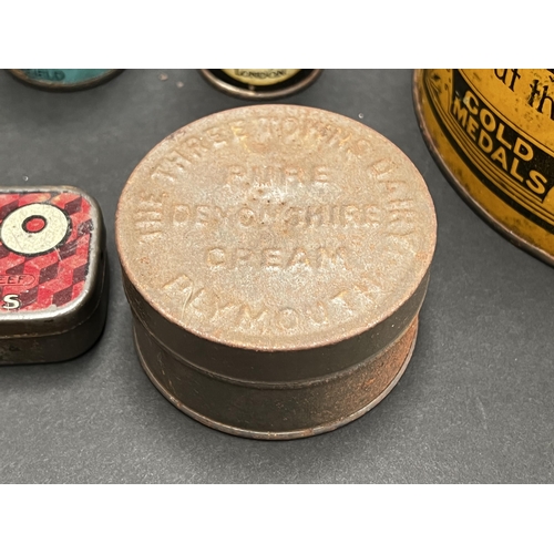 244 - Assortment of antique and vintage tins, approx 26cm h and shorter