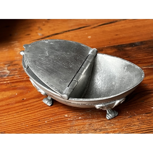 265 - Two antique pewter trinket boxes with a modern example, approx 12cm W and smaller