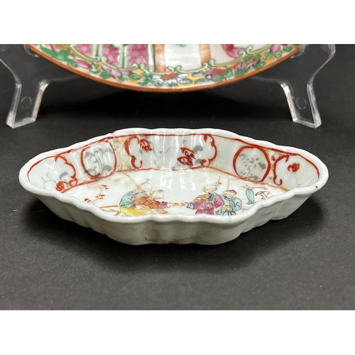 284 - Famille rose plate, along with a small dish, approx 24cm Dia and smaller